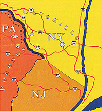 Tri-state map of New York, New Jersey and Pennsylvania